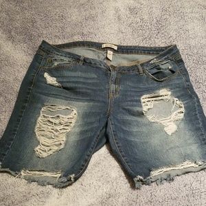 Refuge Distressed jean denim shorts